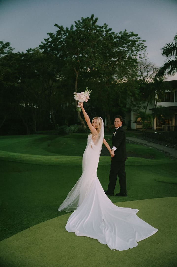 Cassie Randolph and Brighton Reinhardt celebrate with guests in Tamarindo, Costa Rica