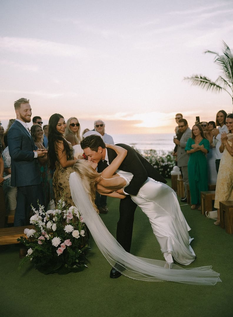 Cassie Randolph and Brighton Reinhardt during their Costa Rica wedding reception