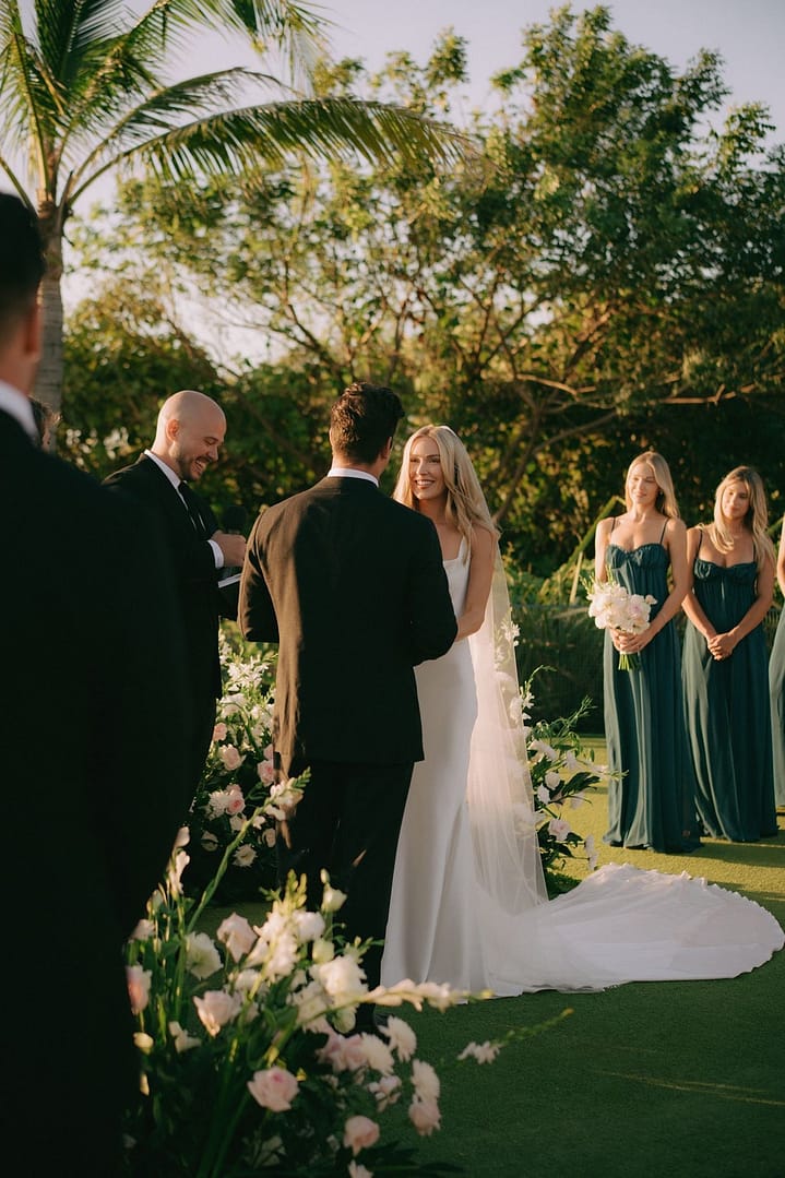 Cassie Randolph walks down the aisle at her Costa Rica wedding in Tamarindo