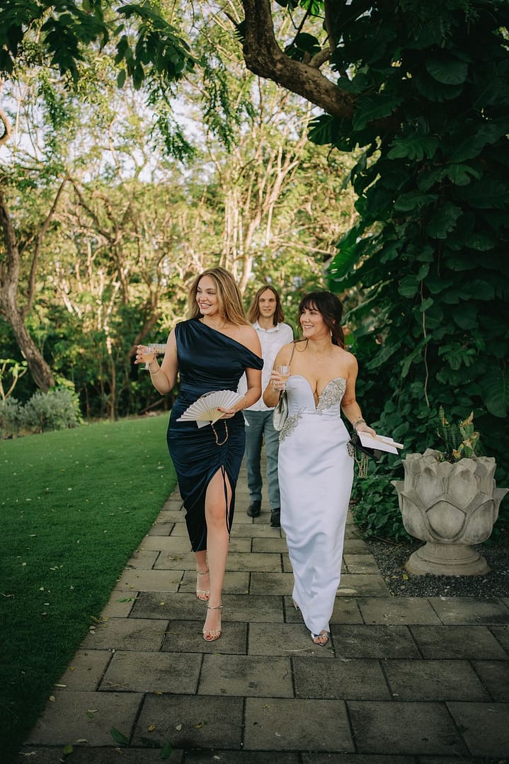 Cocktail hour in the garden at The Point during Cassie Randolph and Brighton Reinhardt's Costa Rica wedding