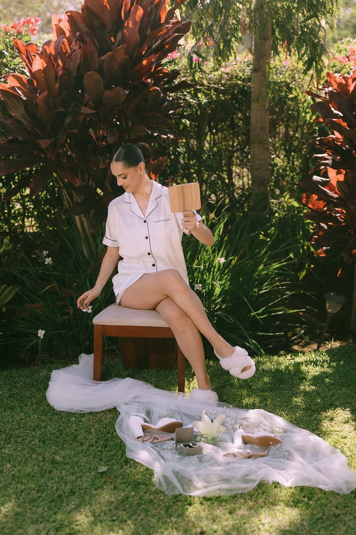 Bride getting ready for Entre Palmas wedding Costa Rica