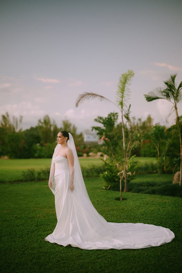 Bride and groom sunset portrait Entre Palmas Costa Rica